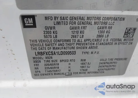2020 Buick Envision Fwd Essence from USA, damaged, VIN LRBFXCSA1LD099503
